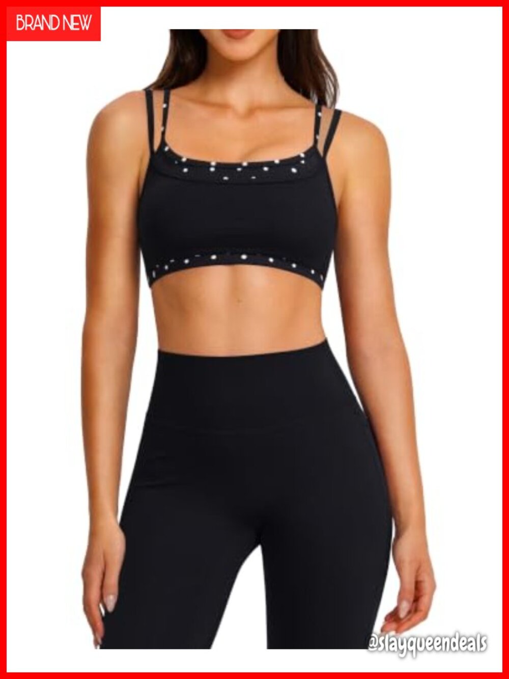Layered Workout Sets Strappy Sports Bra Leggings Gym Outfits